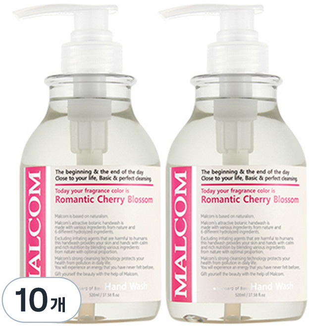 말콤 로맨틱 체리블라썸 핸드워시 플로럴향, 520ml, 10개