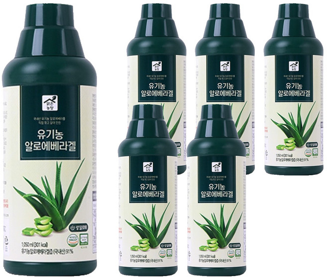 맑은농장 유기농 알로에베라 겔, 1.05L, 6개