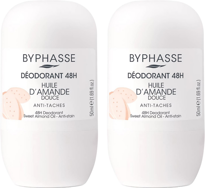 바이빠세 롤 온 데오드란트 스위트 아몬드 오일 48H, 50ml, 2개