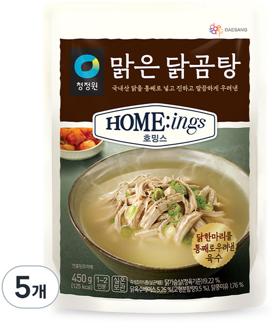 대상 청정원 호밍스 맑은 닭곰탕, 450g, 5개