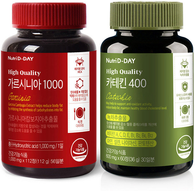 Nutri D-DAY 藤黃果萃取鮮活錠 1000mg 112顆入+兒茶素美體錠 400mg 60顆入, 1組