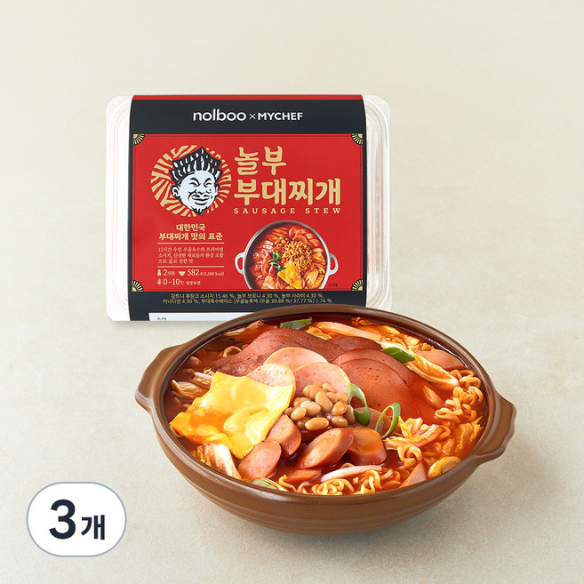 MYCHEF 놀부 부대찌개 밀키트 2인분, 582g, 3개