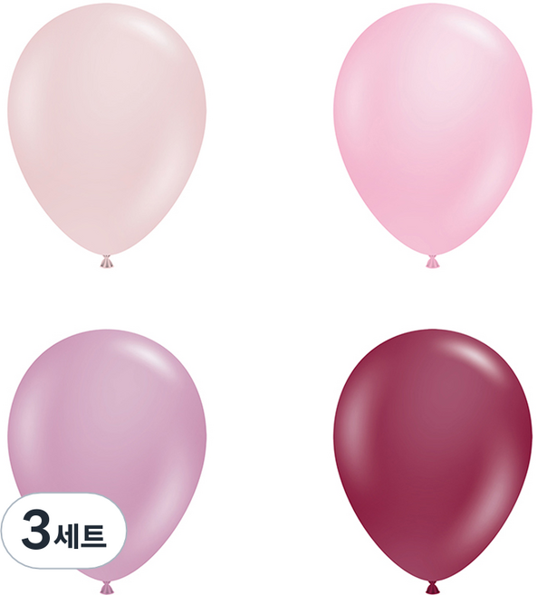 터프텍스 풍선 4종 x 10p 세트 13cm, 까메오, 베이비핑크, 캐넌로즈, 샹그리아, 3세트