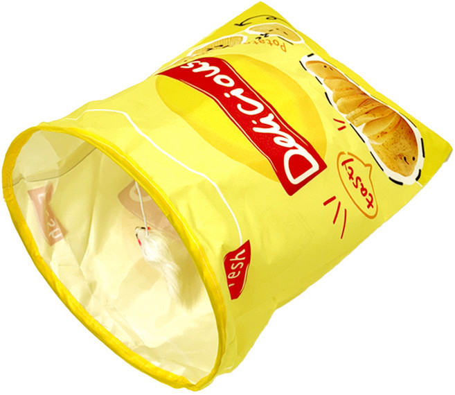 둥둥펫 고양이 바스락 숨숨터널 감자칩 하우스, 옐로우, 1개