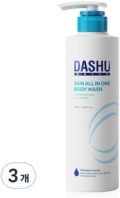 다슈 데일리 스킨 올인원 바디워시 아쿠아 마린향, 500ml, 3개