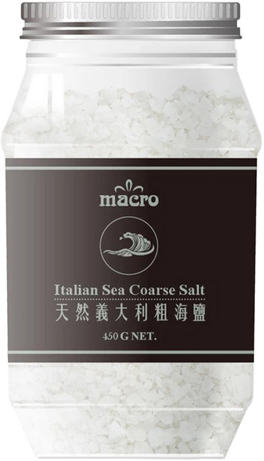 Macro 天然義大利粗海鹽, 450g, 1罐