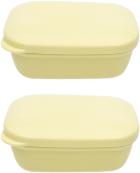 쓰리썬 휴대용 사각 비누케이스, 옐로, 2개