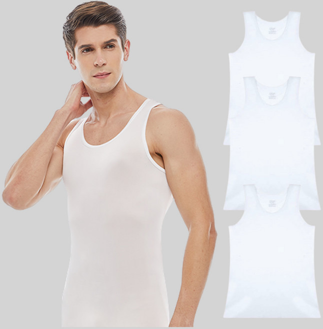 제임스딘 남성용 통기성 베이직 면 런닝 3p