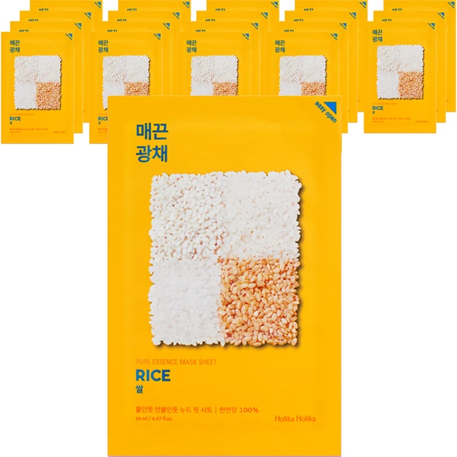 홀리카홀리카 퓨어 에센스 마스크 시트 쌀 23ml, 20개, 1개입 - 쿠팡