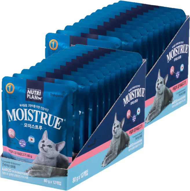 동원뉴트리플랜 고양이 모이스트루 주식파우치, 혼합맛(참치+닭고기), 80g, 2개