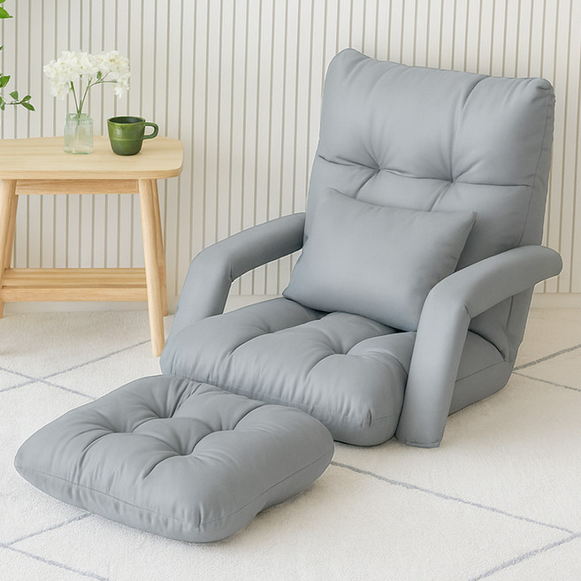 팬물산 이지라이프 6단 조절 패브릭 1인용 쇼파, 그레이, 1개