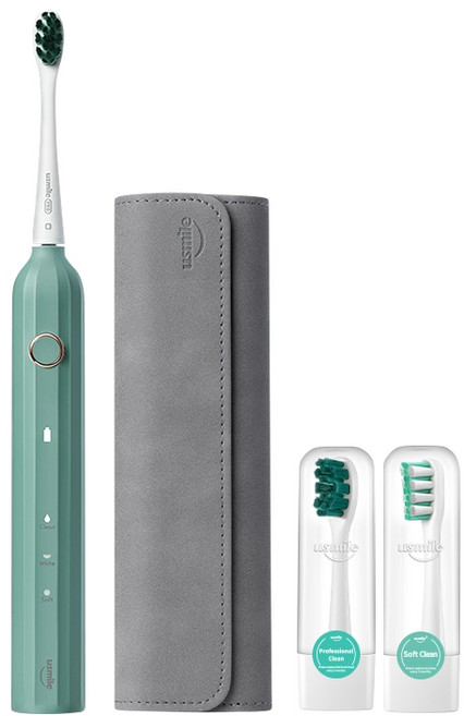 유스마일 압력센서 3단 음파 전동칫솔 + 리필 모 2p + 케이스 세트, Y1S(그린)