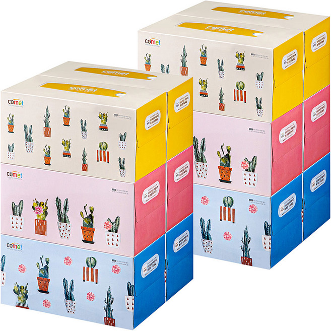 코멧 프리미엄 부드러운 천연펄프 미용티슈, 280매, 12개