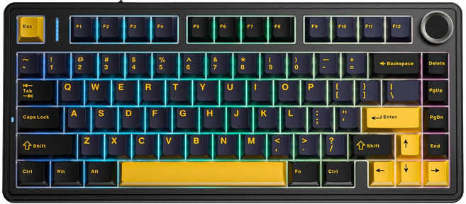 AULA 독거미 유무선 블루투스 기계식 키보드, Thunder Black, F75, 회목축 V3