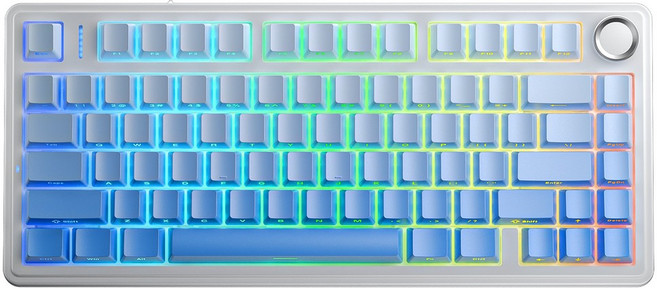 AULA 독거미 유무선 블루투스 기계식 키보드, Aurora Blue, F75, 리퍼축