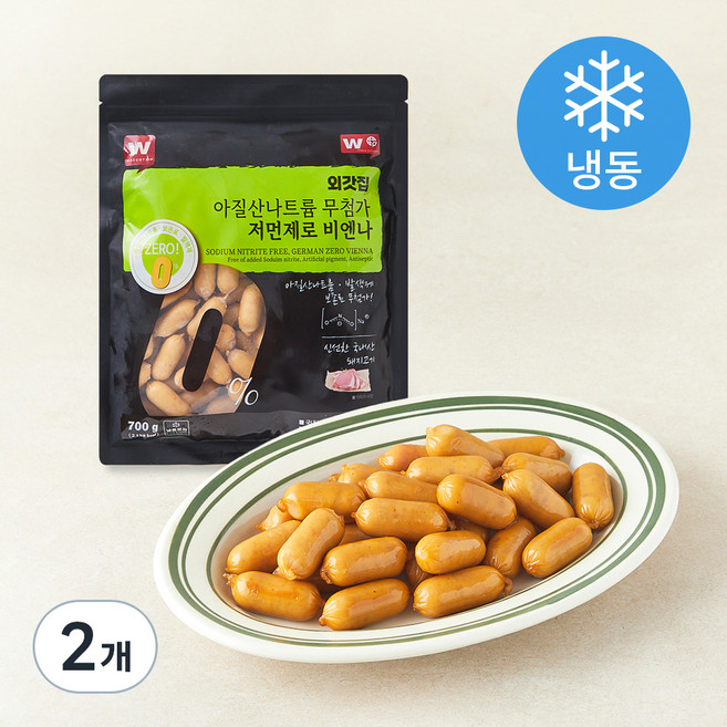 외갓집 아질산나트륨 무첨가 저먼제로 비엔나 (냉동), 700g, 2개