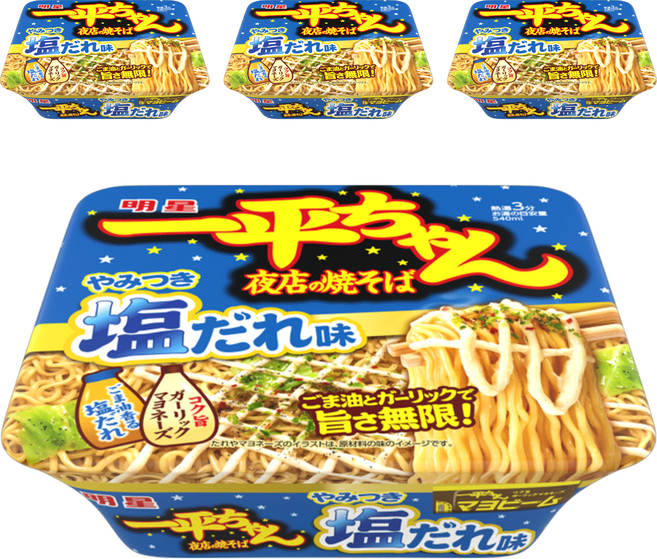 明星食品 一平 夜店炒麵 鹽味 130g, 4入