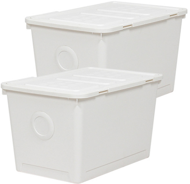 올리빙 도트 리빙박스, 크림화이트, 72L, 2개