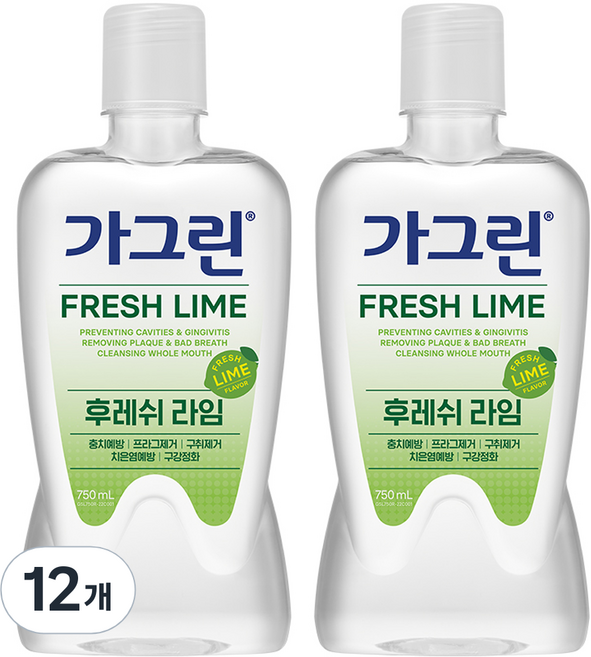 가그린 후레쉬 라임 구강청결제, 750ml, 12개