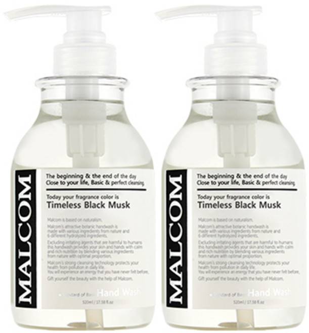 말콤 타임리스 블랙머스크 핸드워시, 520ml, 2개