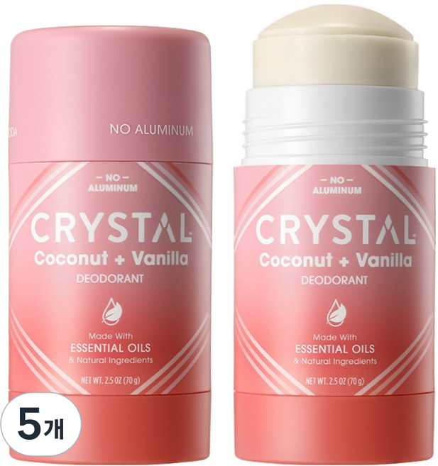 크리스탈 마그네슘 코코넛 + 바닐라 데오드란트, 70g, 5개