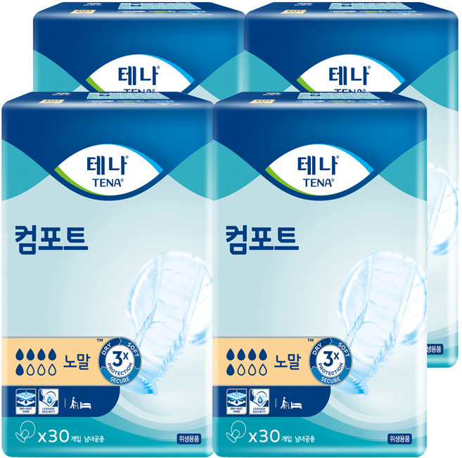 테나 컴포트 성인기저귀 남녀공용, 30매입, 4개, 노말
