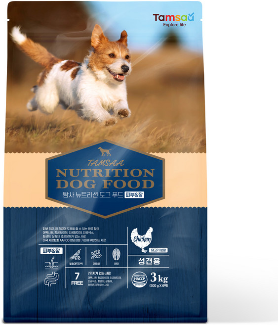 탐사 프리미엄 뉴트리션 도그 푸드 강아지 사료 피부&장, 치킨, 1개, 3kg