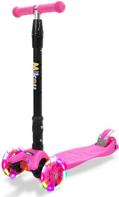 미코우 아동용 접이식 발광 킥보드, 핑크, 1개