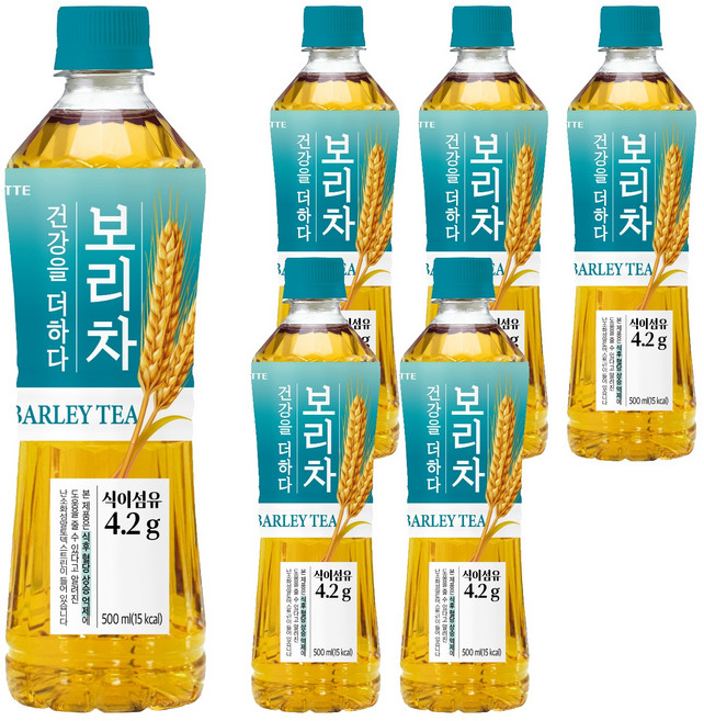 롯데칠성음료 더하다 보리차 PLUS, 500ml, 6개