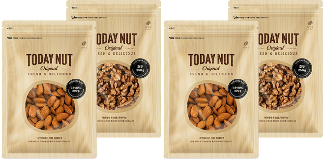 투데이넛 구운아몬드 300g + 호두 250g, 2세트