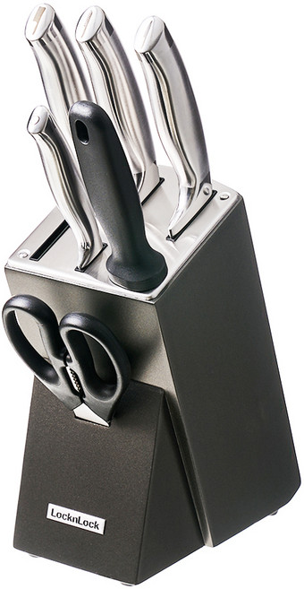 락앤락 블랙우드 칼블럭 세트, 1세트, 칼 4종 + 칼 갈이 + 가위 + 칼블럭