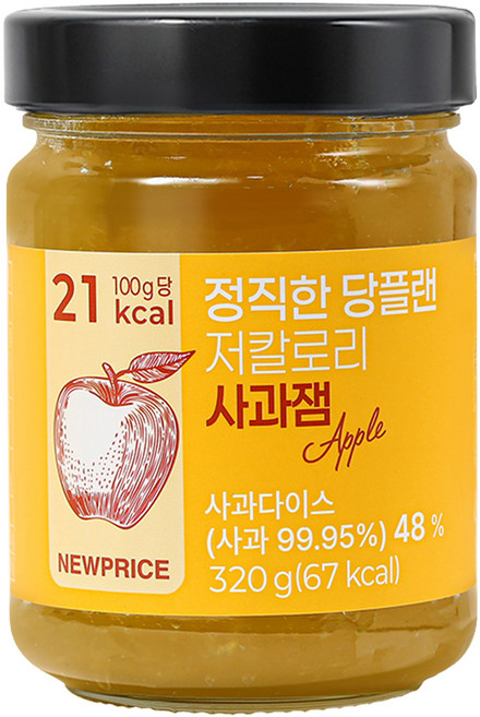 뉴프라이스 정직한 당플랜 저칼로리 사과잼, 1개, 320g