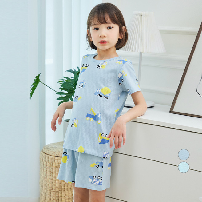 롤리트리 아동용 쟈가드 중장비 반팔 실내복 상하의 세트