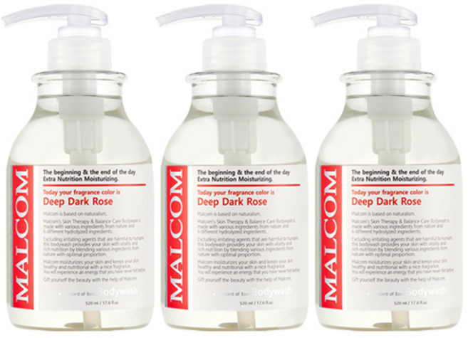 말콤 바디워시 딥 다크로즈, 520ml, 3개
