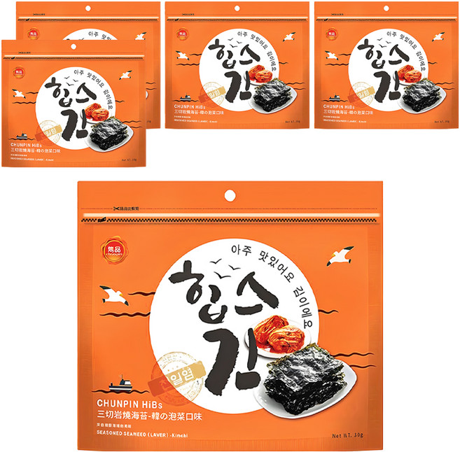 chun pin 雋品 三切岩燒海苔 泡菜, 30g, 5包