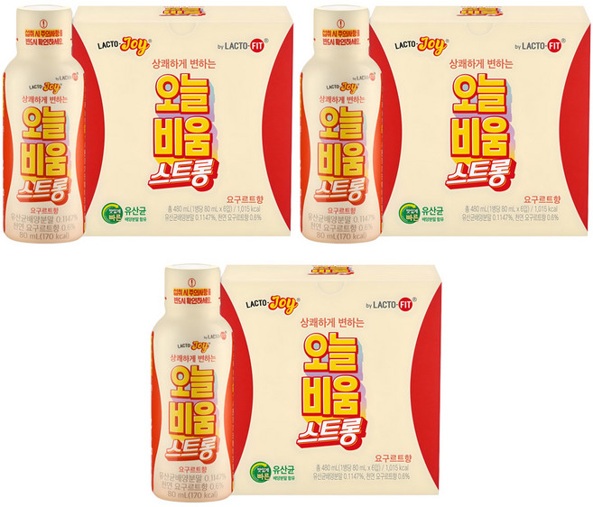 락토조이 오늘비움 스트롱 요구르트맛, 480ml, 3개