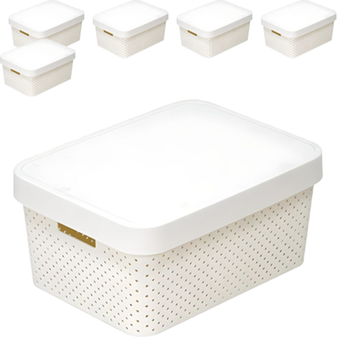 커버 바스켓, 아이보리, 중(23.5 x 33 x 16.8 cm), 6개