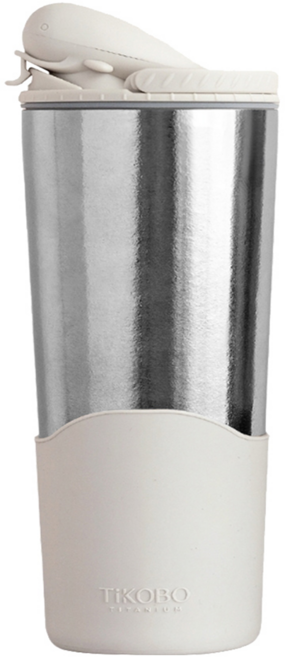 TiKOBO 鈦工坊 純鈦鯨魚杯2代 雙層真空飲料杯/環保杯/冰霸杯/保溫杯 附粗吸管, 山岩灰, 1個, 700ml
