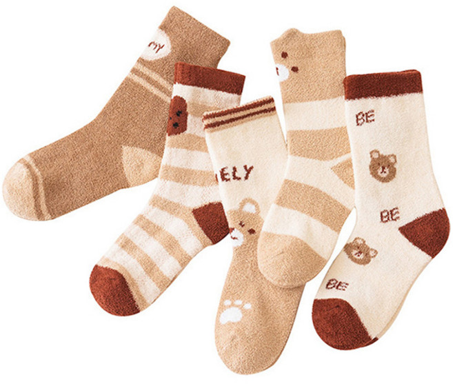 아이뿜 아동용 코코아 베어 따뜻한 방한 양말 5종 세트 H60