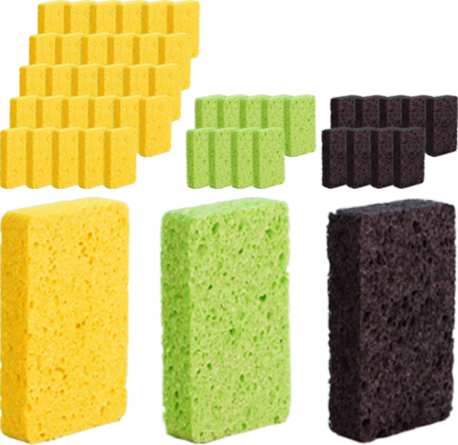 람스홈 셀룰로오스 흠집제로 수세미 10개입 옐로우 6개 블랙 2개 그린 2개, 5세트
