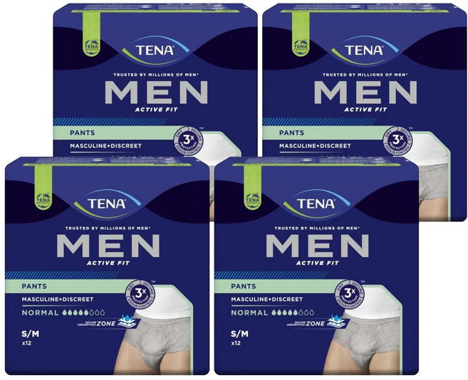 TENA 添寧 男款 玩色敢動褲 成人紙尿布 月牙灰, S/M, 12片, 4包
