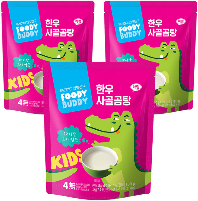 푸디버디 유아용 한우 사골곰탕, 180g, 3개