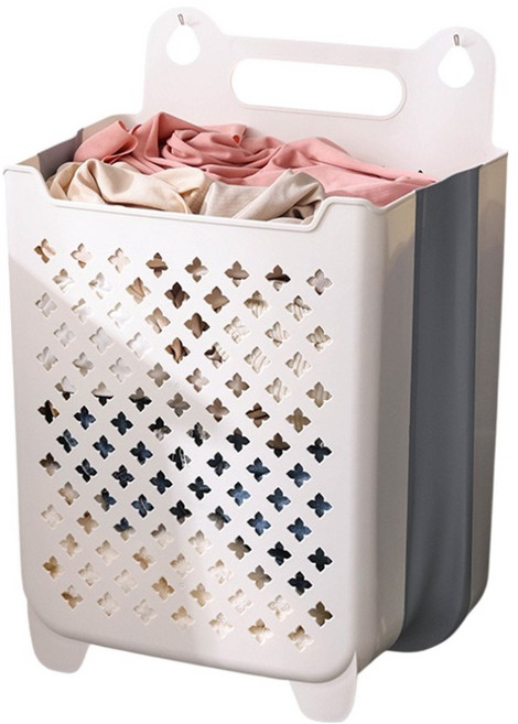 하루온 접이식 무타공 빨래바구니, 화이트