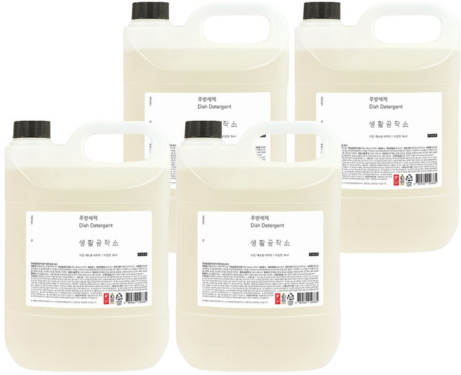 생활공작소 주방세제 바질향, 4L, 4개