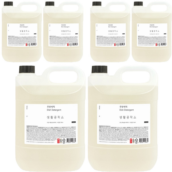 생활공작소 주방세제 바질향, 4L, 6개