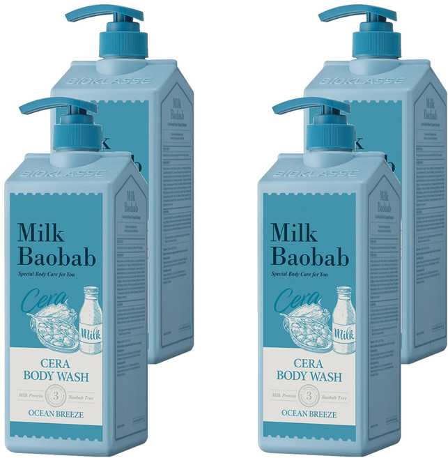 밀크바오밥 세라 바디워시 오션브리즈, 1.2L, 4개
