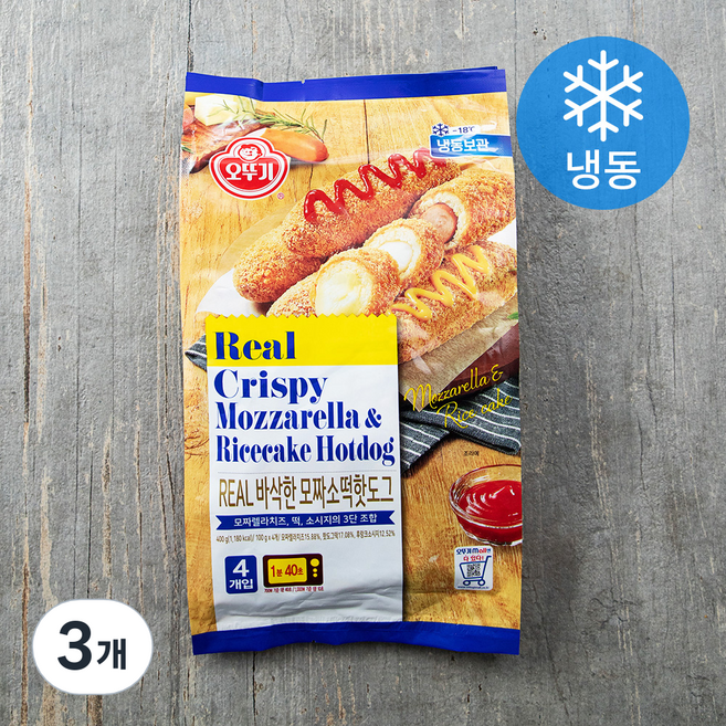 오뚜기 리얼 바삭한 모짜소떡핫도그 (냉동), 100g, 4개입, 3개
