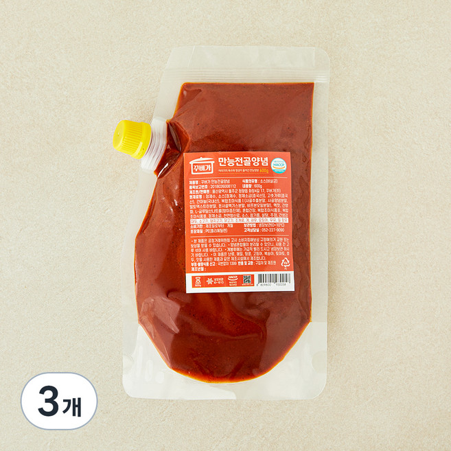 꾸버가 만능전골양념, 600g, 3개