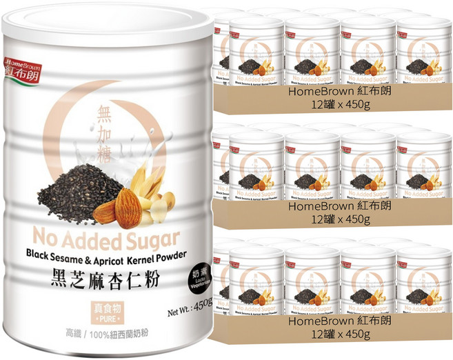 HomeBrown 紅布朗 黑芝麻杏仁粉, 450g, 36罐