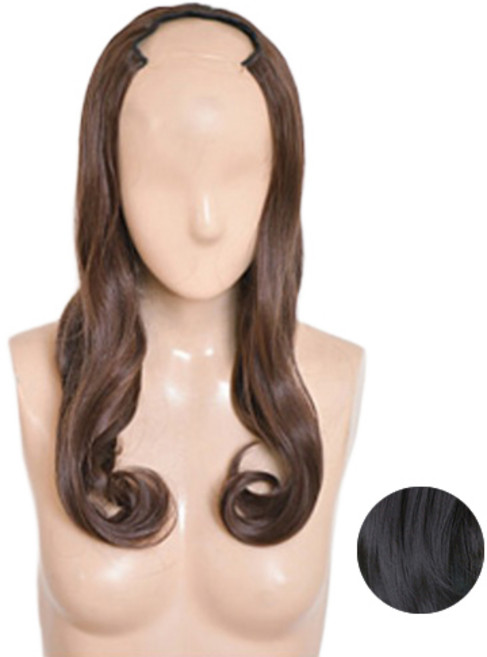 가발나라 여자 U자형 오픈반가발 볼드펌 + 엑스트라피스 2p + 가발빗 + 꼬리빗 + 악어핀 세트, 다크블랙, 1개